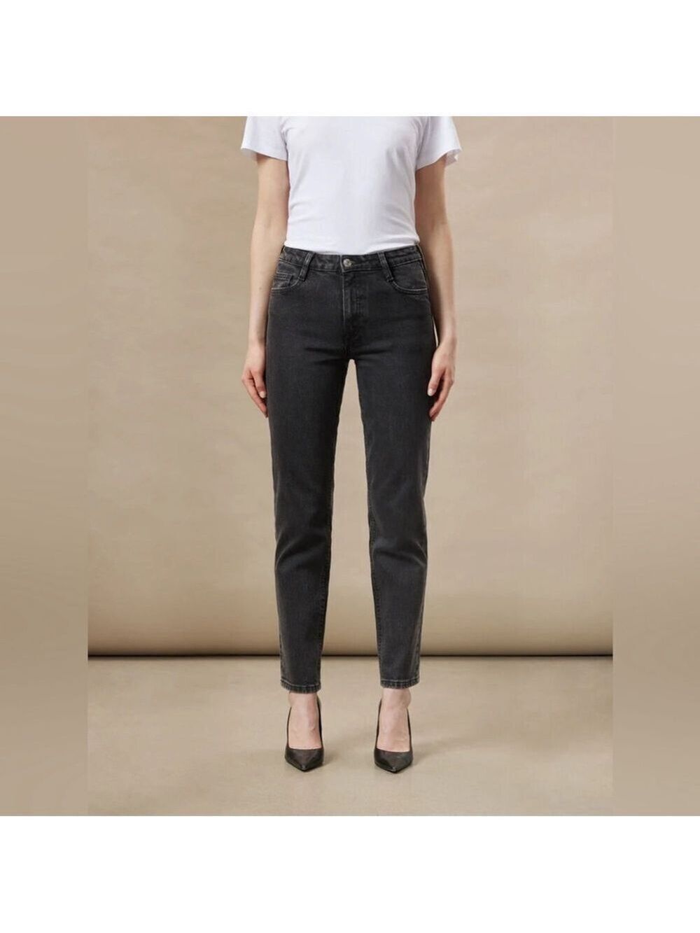 Frank & Oak The Cyndi Jean Charcoal Straight-Leg Pants NWT Size 25